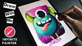 Drawing a cute Monster in Infinite painter | Digital drawing Time-lapse