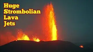 Huge Strombolian Lava Jets, Iceland Volcano Fissure Eruption, Relaxing Inspired Music