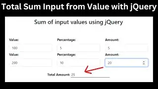 Get total sum input from value with jQuery.