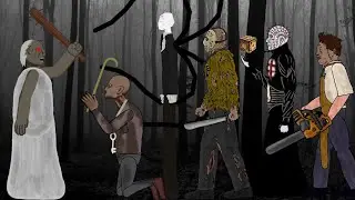 GRANNY vs GRANDPA vs SLENDER MAN vs Pinhead vs Jason Voorhees vs Leatherface - Drawing cartoons 2