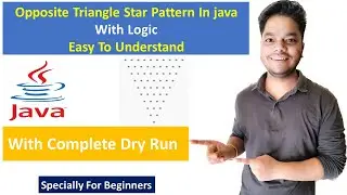 Star Pattern - 13 How to Print Opposite Triangle Star Pattern Using for Loop in Java | VS Code |