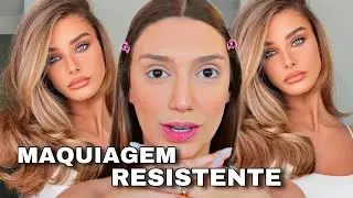 MAQUIAGEM PRA DURAR NO CALOR/SOL | MAKE RESISTENTE E FÁCIL DE FAZER PRA DURAR O DIA TODO NO CALOR!!