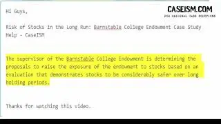 Risk of Stocks in the Long Run: Barnstable College Endowment Case Study Help - Caseism.com