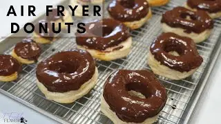 CHOCOLATE FROSTED AIR FRYER DONUTS RECIPE #shorts