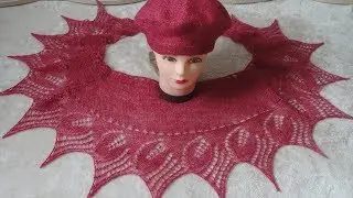 Мини шаль спицами с бисером. Knitting shawl