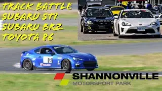 TRACK BATTLE  - Toyota 86 vs Subaru BRZ vs Subaru STi