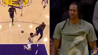 LBJ & AD made Dwight Howard jump out of his seat after this fast break play