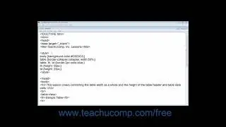HTML5 and CSS3 Tutorial Table Width and Cell Height Training
