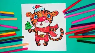 Рисуем Новогоднего Тигра 🐯🎄