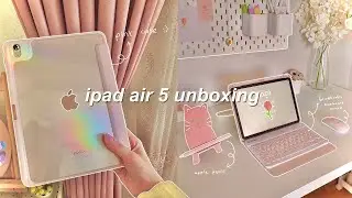 ipad air 5 (pink) unboxing 🌷 | apple pencil 2 + accessories & setup |