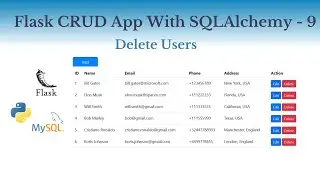 Flask CRUD Application With SQLAlchemy - Delete User - 9