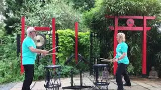 The Roland Taiko-1 in an English country garden between thunder showers.