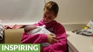 Emotional Big Sister Holds Baby Brother for the First Time