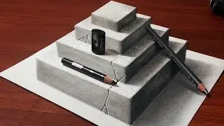 How to Make a 3D Concrete Pyramid | Pencil Drawing