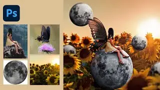 fairy and sun flower and moon - Photoshop Fantasy Manipulation Tutorial