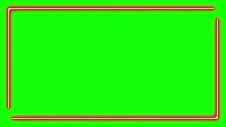 Square Shape Frame -  Red Neon Effect - Green Screen - Chroma Key - No Copyright