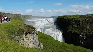 GULLFOSS (GOLDEN FALLS) WATERFALL, ICELAND (4K)