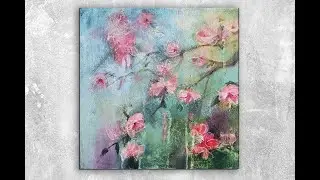 How to Paint Cherry Blossoms/Abstract Painting /Floral/ Acrylics/ Demo/MariArtHome