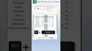 Shortcut Key for Selecting Entire Row  or Column in Excel#shorts