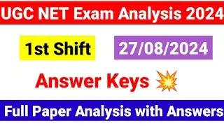 UGC NET 27 Aug 1st Shift Exam Analysis 2024 | 27 August UGC NET 2024 paper analysis | UGC NET MENTOR