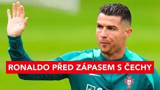 Podívejte se, jak Ronaldo trénoval před Čechy. Narážečky i naštvání z nepovedené střely