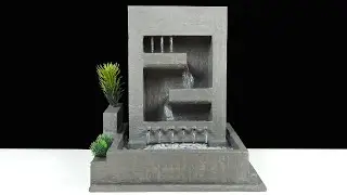 How to make beautiful modern design tabletop water fountain using cement and thermocol