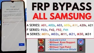 All Samsung FRP Without KNOX - A01/A02s/A03s/A11/A20s/A21/F02s/M01/M02s/M11 - Android 11/12 - No PC