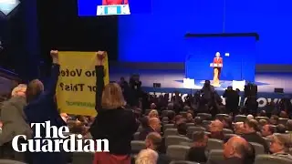 'Who voted for this?' Liz Truss speech disrupted by Greenpeace protesters