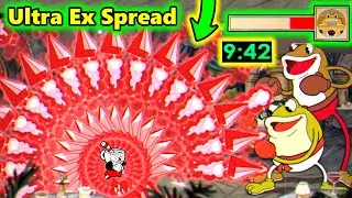 Cuphead + DLC - All Bosses Speedrun Using Ultra Ex Spread Waves (Healthbars Included)