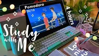 4-HOUR °₊✧ Late Night Study With Me 💙( Pomodoro 50-10 ) Lofi Playlist Day61🌙