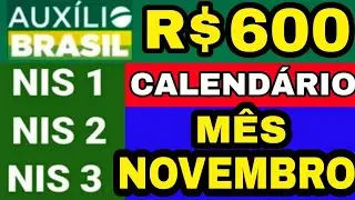 Calendário de pagamento AUXILIO BRASIL mês de NOVEMBRO 2022