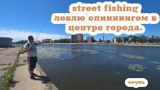 Street fishing.Ловлю спиннингом в центре города. Рыбалка на спиннинг. Микроджиг.Окунь.Пенза.Росток.