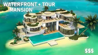 Luxury Waterfront Mansion Build + Tour | Sims 4 No CC | Luxury Beach House