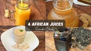 4 African Juices Recipe - 4 Jus Africains  || Bissap , Ginger , Tamarind & Baobab Juice