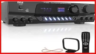 Pyle 200W Home Audio Power Amplifier - Stereo Receiver w/ AM FM Tuner, 2 Microphone Input w/ Echo