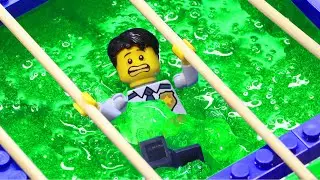 Police Trying to Escape Toxic Slime Tank - Lego Police