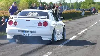 JDM Tuner Cars leaving JAPFEST 2023 | Wild Powerslides, Flames & Bangs, Accelerations, ...