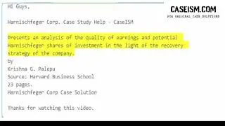 Harnischfeger Corp. Case Study Help - Caseism.com