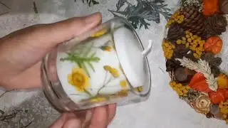Ботаническая свеча с сухоцветами.