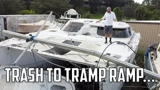 ⛵️ Hurricane damaged catamaran from TRASH to TRAMP (ramp)