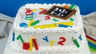 Whipped Cream Square School Theme Cake Tutorial