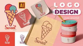 HOW TO CREATE AN ICE-CREAM LOGOTYPE + LOGO PRESENTATION | TUTORIAL IN ADOBE ILLUSTRATOR