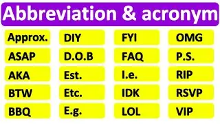 20 COMMON ABBREVIATIONS & ACRONYMS | Learn with examples | English vocabulary