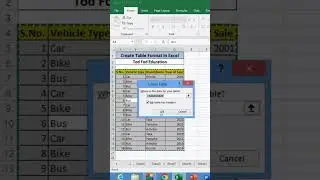 create table with shortcut key #microsoft #excel #msexcel #shorts #computer #education