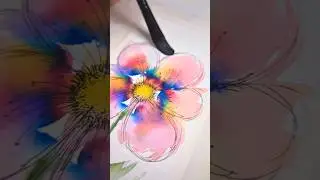 🤯🌈 mind-blowing technique #painting #drawing FLOWER using @karinmarkers art lessons for beginners