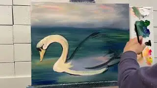 How To Paint A SWAN AND SNOWFLAKES 🦢 Acrylic Painting Tutorial