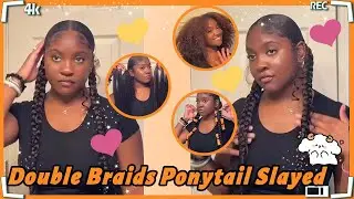 JUMBO BRAID PONYTAIL✨HEATLESS EXTENDED TWO BRAID PONYTAIL TUTORIAL ON NATURAL HAIR FT.#ULAHAIR