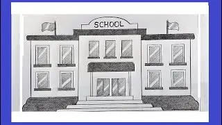 How to Draw a School Scenery | My School Drawing | School Scenery