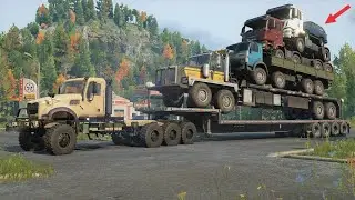 SnowRunner Mods - Crazy Trailer Heavy Overload - Extrame Loading 5 Truck - Mack Defense M917A3 8x8