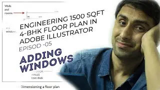 Engineering 1500 SqFt 4-BHK Floor Plan in Adobe Illustrator - Episod-05 - Adding Windows